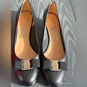 Salvatore Ferragamo Black Heels with Elegant Design size 9.5B Excellent conditio
